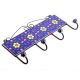 Navy Blue Yellow Floral Tiles Hooks